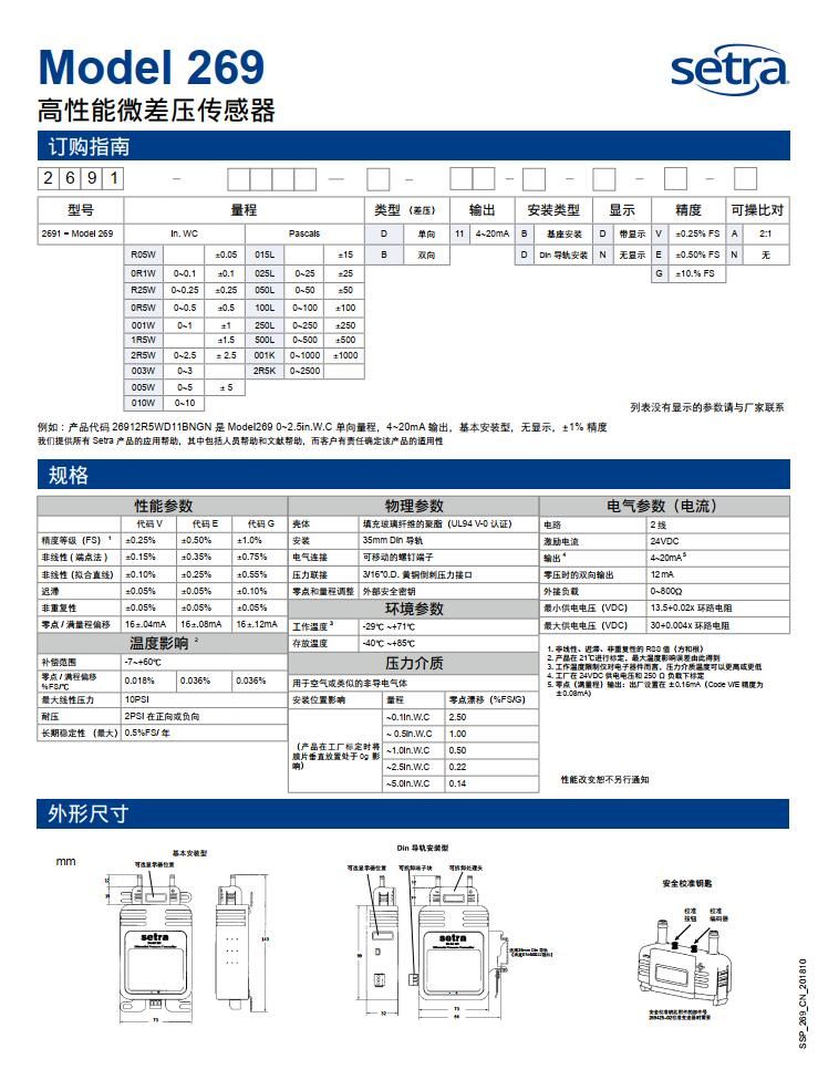 269微差压传感器美国西特setra269